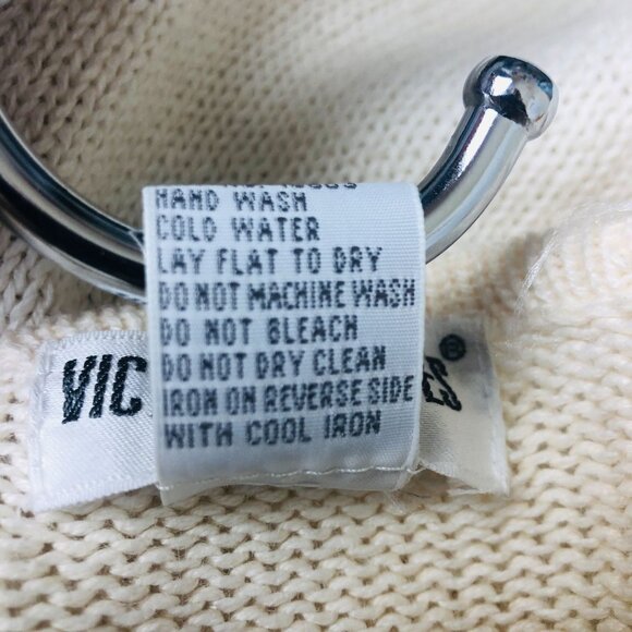 Vtg 80s Victoria Jones Knit Crewneck Sweater P Medium Floral Faux Pearl Beaded - Picture 8 of 8